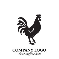 Chicken Logo Symbol Black on White Background in Minimalist Modern Vector Design for Farm Branding