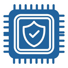 Vector art of blue chip with shield for security concept