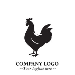 Chicken Logo Symbol Black on White Background in Minimalist Modern Vector Design for Farm Branding