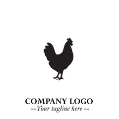 Chicken Logo Symbol Black on White Background in Minimalist Modern Vector Design for Farm Branding