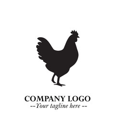 Chicken Logo Symbol Black on White Background in Minimalist Modern Vector Design for Farm Branding