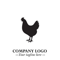 Chicken Logo Symbol Black on White Background in Minimalist Modern Vector Design for Farm Branding
