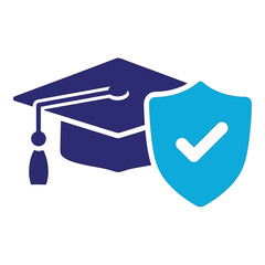 Vector art of graduation cap and shield icon for education safety