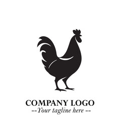 Chicken Logo Symbol Black on White Background in Minimalist Modern Vector Design for Farm Branding