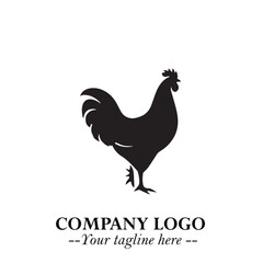 Chicken Logo Symbol Black on White Background in Minimalist Modern Vector Design for Farm Branding