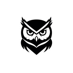 Majestic Black and White Owl Head Logo Design.