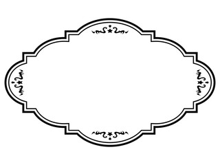 アンティークデザインのフレーム/星/黒/イラスト/素材