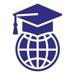 Vector art of graduation cap on globe represents global education