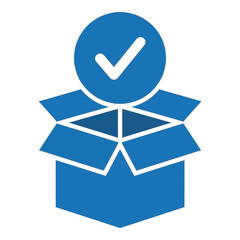Vector art of blue box with a check mark for delivery done