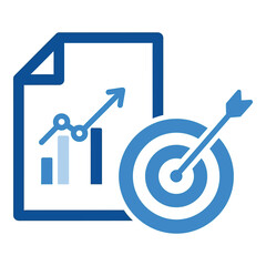 Vector art of business target achievement with graph report
