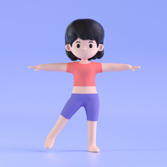 3D rendering yoga fitness exercise character