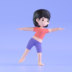 3D rendering yoga fitness exercise character