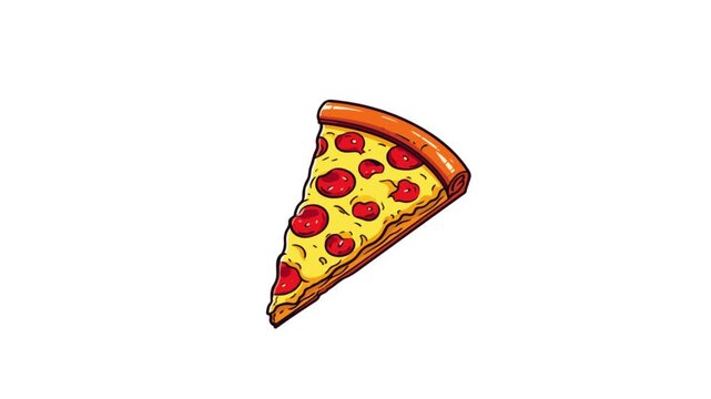 Isolated vector illustration of an Italian slice of pizza with pepperoni, tomato, and cheese on white