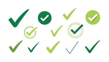 sign approval icon set green tick check mark isolated check background collection mark on mark white 62754280 1