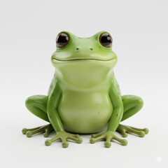 Obraz premium Adorable green frog illustration sitting patiently