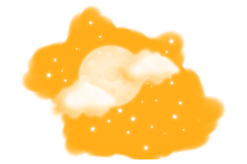 Microscopic view of a biological cell with a dark nucleus and scattered organelles against a vibrant orange background