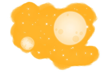 Abstract organic shape with dark circular inclusions against a stark black background evoking a microscopic or celestial view