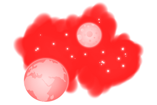 Abstract red organic shape with dark inclusions and glowing highlights on a black background