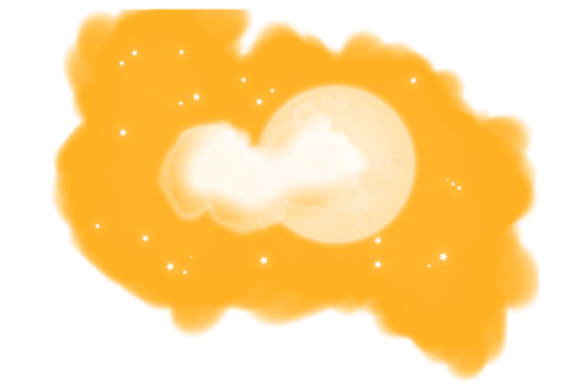 Abstract swirling golden nebula with dark core and scattered stardust against a black cosmic background