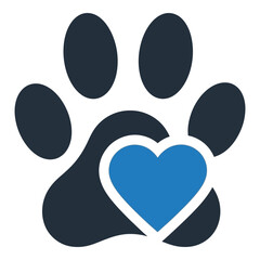 Vector art of cute paw print with heart, symbol of animal love