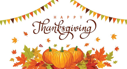 Celebrate Thanksgiving with pumpkins and colorful leaves for holiday greeting cards and seasonal decorations inviting warmth and gratitude this autumn
