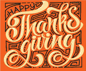 Celebrate Thanksgiving with this hand-lettered design on vibrant orange, perfect for fall promotions, festive cards, and seasonal social media posts this autumn