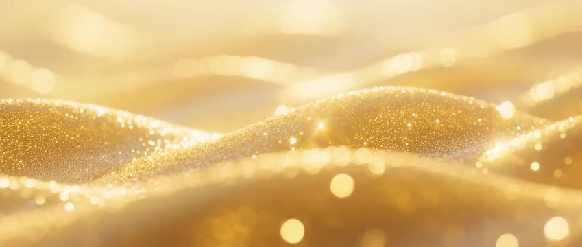 Golden Christmas background texture with abstract yellow liquid gold bubbles and drops