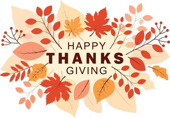 Celebrate Thanksgiving with this elegant autumn leaves design perfect for invitations, banners, and festive projects bringing warmth and seasonal cheer