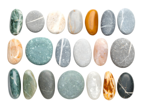 Collection of smooth polished stones