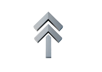 Metal double-arrow points upward on black