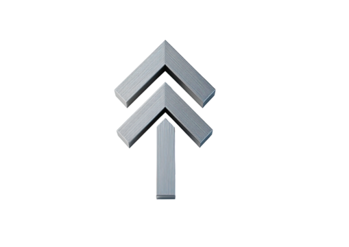 Metal double-arrow points upward on black