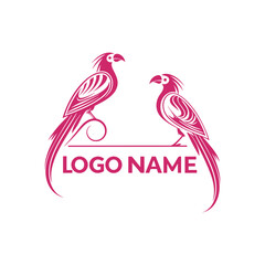 Obraz premium Tropical Bird Couple Logo Design Vector Template