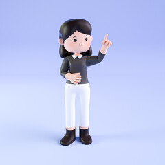 3D rendered cartoon lady character