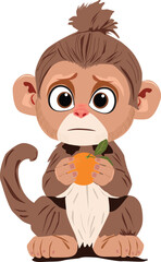Obraz premium little cartoon monkey animals print illustrations vector art