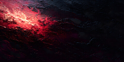Dramatic dark stone texture with a burst of fiery red light adding contrast and depth. Abstract background concept