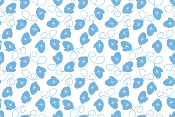 Winter seamless pattern. Warm clothes for  cold winter season. Blue mittens. For walking and playing outside. Flat vector design. For wallpapers, textiles, packaging, backgrounds or websites.