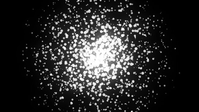 Animated blast effect, white particle blast effect on black background, Glowing Blast Effect 