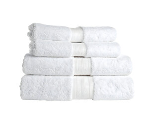 Stack of white towels with transparent background