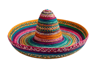 Colorful striped sombrero with a pointed crown