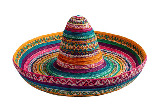 Colorful striped sombrero with a pointed crown