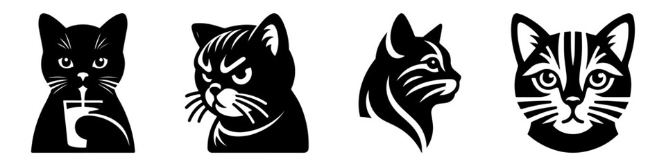 Obraz premium Black Cat Illustrations: Diverse Styles and Expressions.
