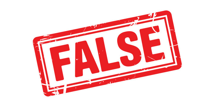 Red stamp marking the word false with a distressed texture