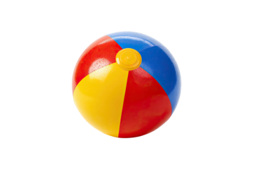 Inflatable, colorful beach ball; red, yellow, & blue sections