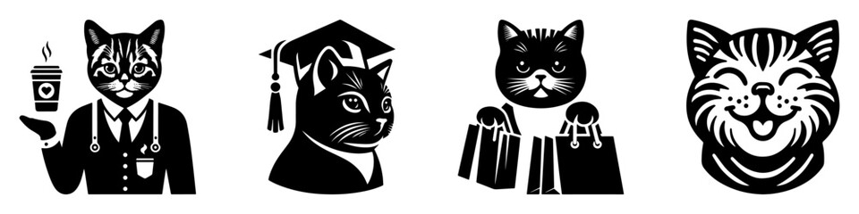 Obraz premium Cats in Various Professions and Activities.