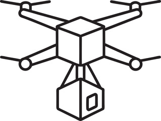 Drone delivering a package, modern technology, aerial delivery icon