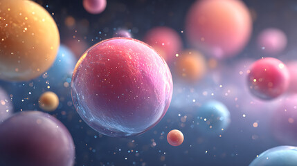 Fototapeta premium with colorful cosmic floating in abstract starry atmosphere. background soft creating gradients ai a dreamy creative spheres light dark generative 70580583 1
