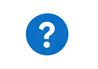 Blue question mark inside of a circle on black background