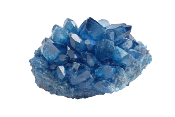 Azure crystal cluster, geometric facets, mineral formation