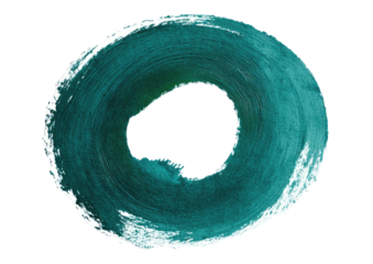 Teal painted circle with rough texture and black center