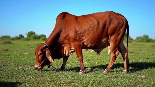 Sahiwal cattle grazing in the field.